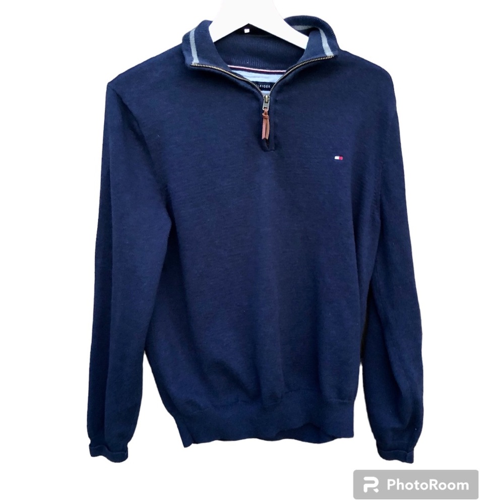 Tommy Hilfiger Sweater Men’s 1/4 Zip Pullover Large 100% cotton